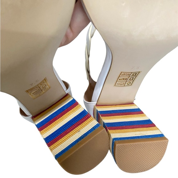 Jeffrey Campbell 3.5” Block Colorblock Heel Size 7.5 Red Blue Yellow Sandals - Picture 7 of 8